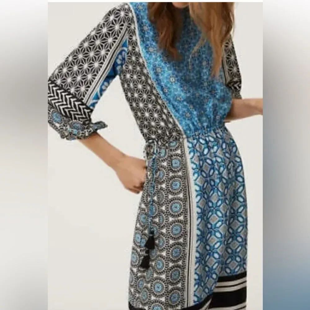 "LOFT" MULTI-COLOR MEDALLION
CASUAL BLOUSON BOHO DRESS
SIZE: S